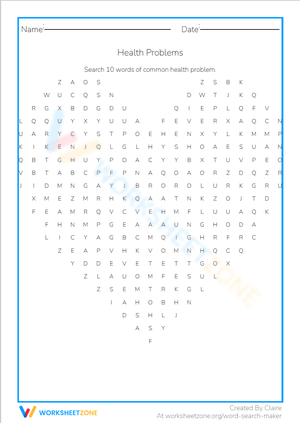 Understanding Health Problems: A Worksheet