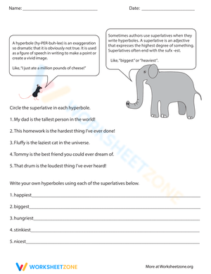 Hyperboles and Superlatives Worksheet