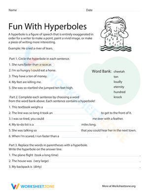Fun with Hyperboles Worksheet