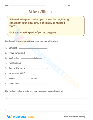 Make It Alliterate Worksheet
