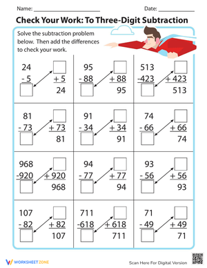 Three-Digit Subtraction Worksheet