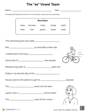 The 'ee' Vowel Team Worksheet