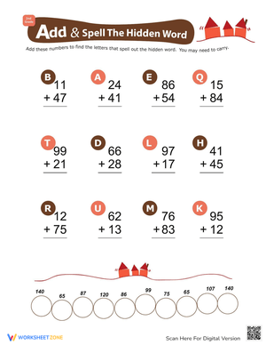 Addition Spell: Hidden Word Puzzle