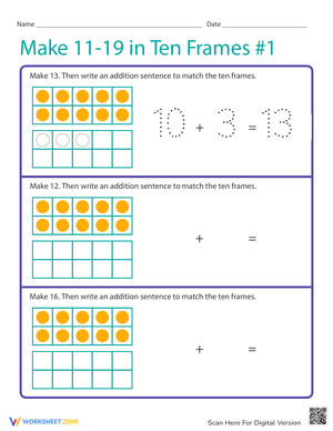 Make 11–19 in Ten Frames #1