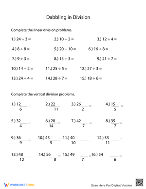 Basic Division Practice Worksheet