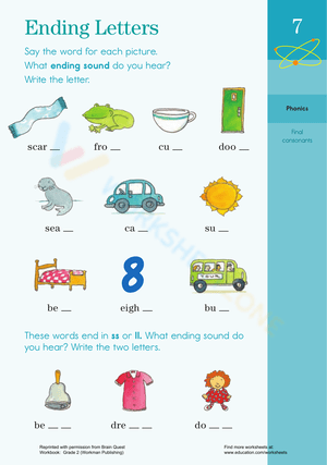 Ending Letters Practice Worksheet