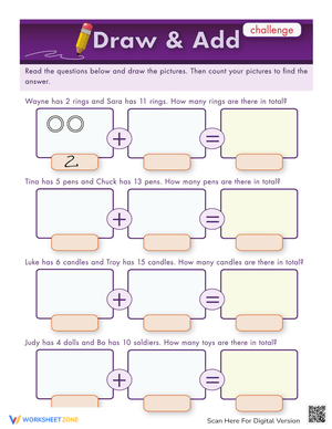 Draw and Add: Addition Worksheet