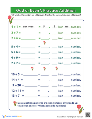 Odd and Even: Addition Worksheet