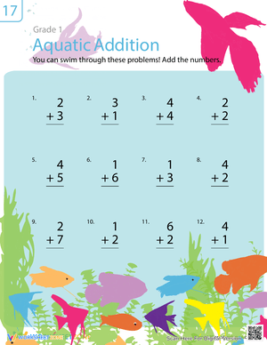 Aquatic Addition Practice Worksheet