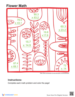 Math Coloring Page Worksheet
