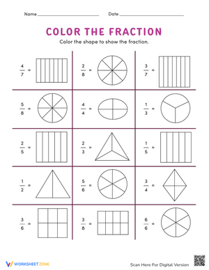 Fraction Fundamentals: Color a Fraction