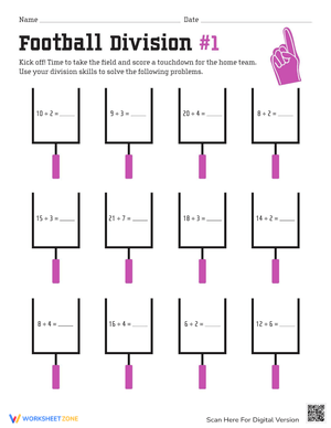 Football Division Worksheet