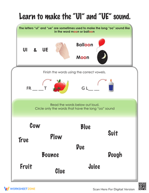 Long U: Two Ways Worksheet
