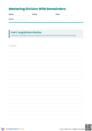Division With Remainders Worksheet | Essential Grade 4 Math