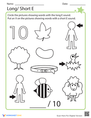 Long and Short E Sounds Worksheet