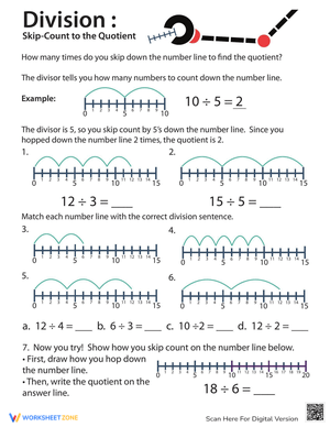 Division with Skip Counting Worksheet