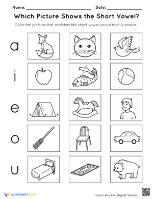 Which Picture Shows the Short Vowel?