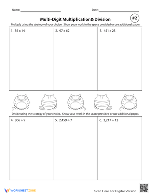 Multi-Digit Multiplication and Division Practice