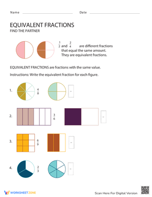 Equivalent Fractions: Thirds Worksheet