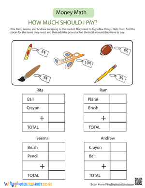 Adding with Money: A Math Worksheet