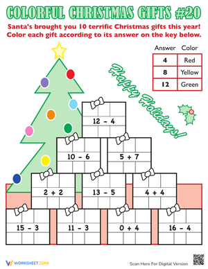 Christmas Math Facts: Practice to 20