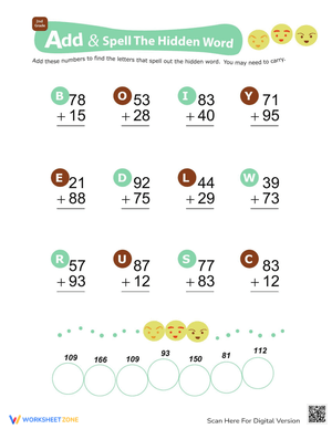 Addition Spell: Hidden Word Math Fun