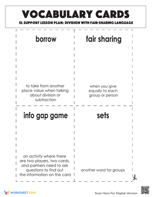 Fair Sharing: Division Vocabulary Cards