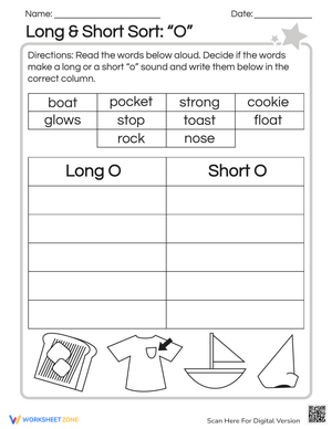 Long and Short O Sound Sorting