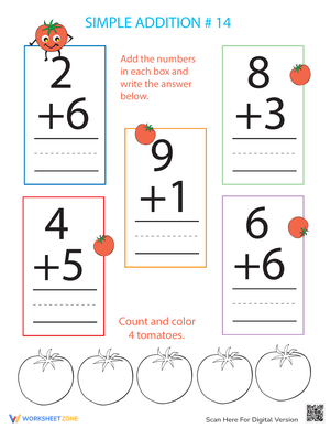 Preschool Addition Practice Worksheet