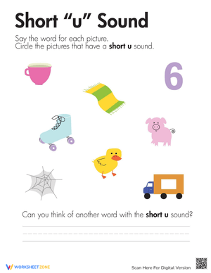 Short "U" Sound Phonics Worksheet