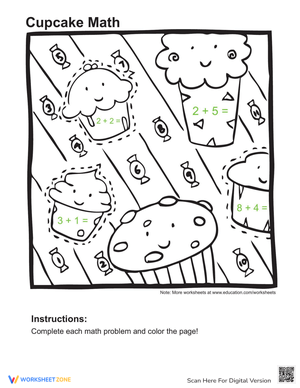 Addition Coloring Page 7 Worksheet