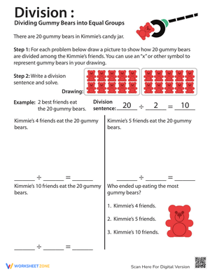 Equal Groups: Division Practice with Gummy Bears