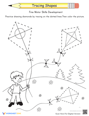 Tracing Shapes: Diamonds Practice Worksheet