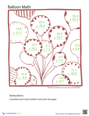 Addition Math Coloring Page Worksheet