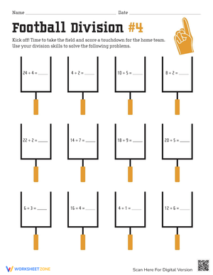 Football Division Practice Worksheet