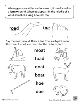 Sounding Out Vowel Pairs: Practice 'oe' and 'oa'
