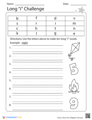 Long I Challenge: Practice with This Worksheet