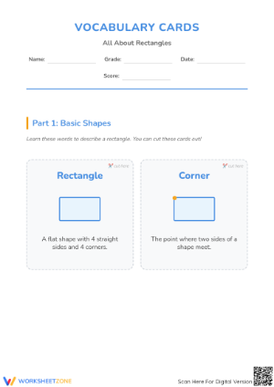 Essential Rectangle Vocabulary Cards | Kindergarten Math