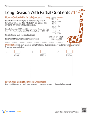 Long Division With Partial Quotients #1