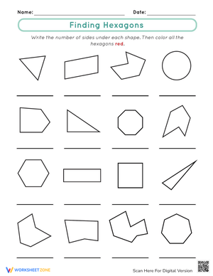 Finding Hexagons Worksheet