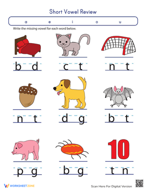 Fill In Short Vowel Sounds
