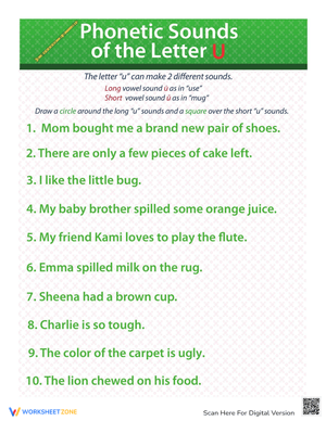 Phonetic Sounds of the Letter U