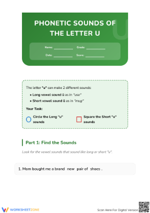 Essential Letter U Phonics Worksheet | Kindergarten Ready