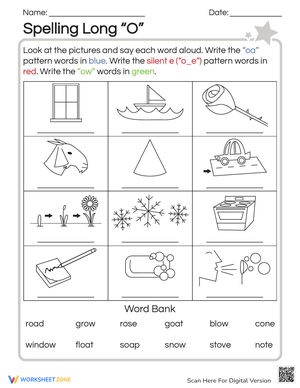 Spelling Long O Practice