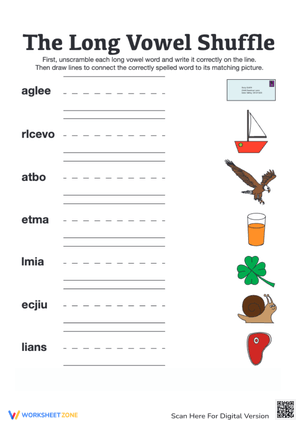 Long Vowel Word Shuffle for Kids