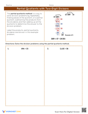 Partial Quotients with Two-Digit Divisors