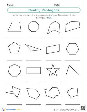 Identify Pentagons Worksheet