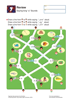 Phonics Fun: Saying the Long A Worksheet