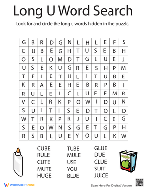 Long U Sound Word Search - Phonics & Reading Practice for Kids