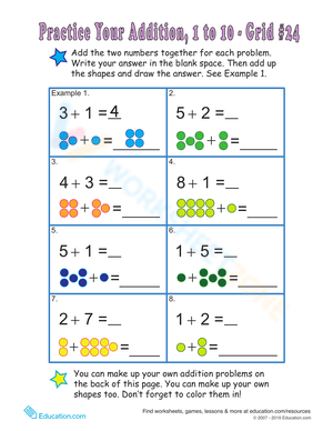 Math Fun: Count Dots Addition Worksheet